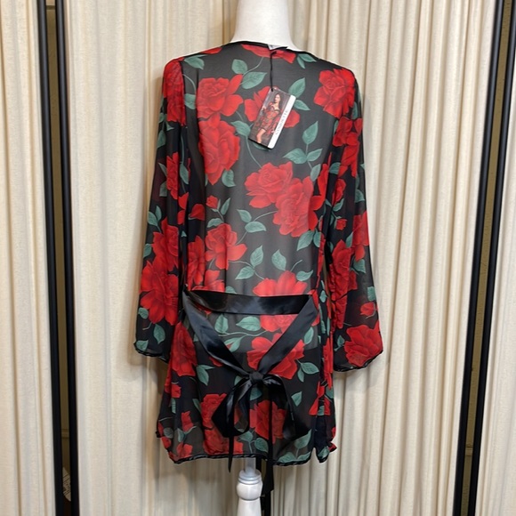 NWT- COQUETTE- SHEER SEXY ROSE LINGERIE ROBE ONE SIZE - Picture 8 of 10